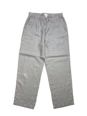 St. Tropez West 100% Linen Gray Elastic Waist Pants With Pockets Women's Size M